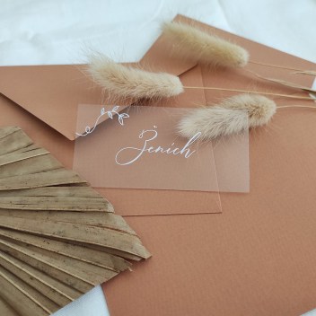 ideatree, svadba, oslava, menovka, svadobné menovky, transparentné menovky, nové mesto nad váhom