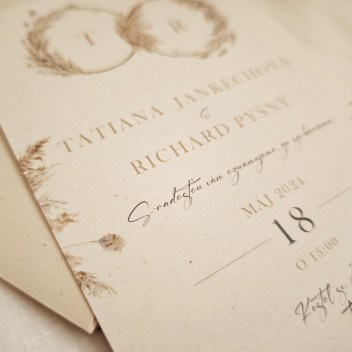 ideatree, oznámenie, svadba, svadobné oznámenie, oznámenie pampas, pampas grass, jednoduché oznámenie, nové mesto nad váhom