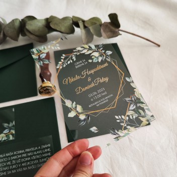 ideatree, oznámenie, svadba, svadobné oznámenie, transparentné oznámenie, priesvitné, zlatý text, zlatotlač, nové mesto nad váhom