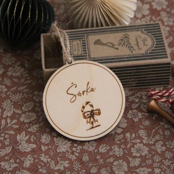 vianočná ozdoba, vianočná menovka, s menom, na mikulášsku čižmu, vianočné dekorácie, drevo, preglejka, vianoce, nové mesto nad váhom